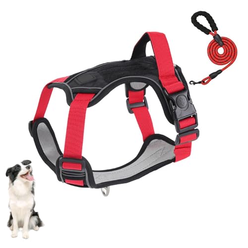 YPDOPORA No Pull Hundegeschirr, Verstellbare Reflektierende Hundeweste Mit Griff, 2 Verdickte Schlösser, 4 Schiebeschnallen, Weiches Oxford-Haustiergeschirr Für Hunde,Rot,M YPDOPORA No Pull Hundegeschirr, Verstellbare Reflektierende Hundeweste Mit Griff, 2 Verdickte Schlösser, 4 Schiebeschnallen, Weiches Oxford-Haustiergeschirr Für Hunde,Rot,M von YPDOPORA
