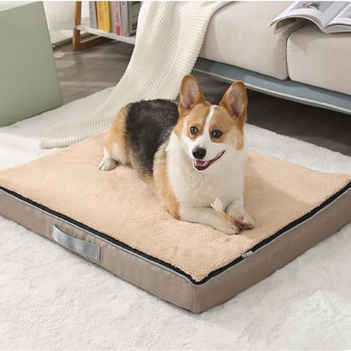 YPDOPORA Orthopädisches Hundebett Aus Schaumstoff, Dickes Memory-Schaum-Hundebett in Eierkartonform, Hundebett Aus Memory-Schaum Mit Abnehmbarem, Waschbarem Bezug Und Rutschfester Unterseite,Beige,S von YPDOPORA