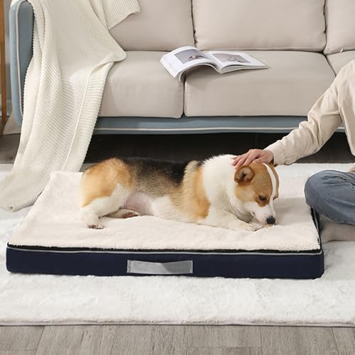 YPDOPORA Orthopädisches Hundebett Aus Schaumstoff, Dickes Memory-Schaum-Hundebett in Eierkartonform, Hundebett Aus Memory-Schaum Mit Abnehmbarem, Waschbarem Bezug Und Rutschfester Unterseite,Weiß,L von YPDOPORA