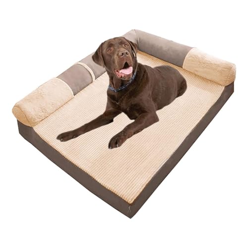 YPDOPORA Orthopädisches Hundebett Für Große, Mittelgroße Und Kleine Hunde, Stützendes Haustier-Couchbett Aus Schaumstoff Mit Abnehmbarem, Waschbarem Bezug, Wasserdichtem Futter,Grau,3XL von YPDOPORA