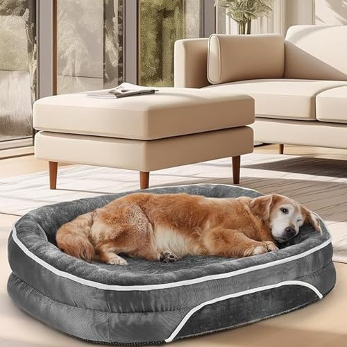 YPDOPORA Orthopädisches Hundebett Für Große Hunde, Hundecouch-Design Mit Eierschaum-Unterstützung, Abnehmbarem, Maschinenwaschbarem Plüschbezug Und Rutschfester Unterseite,M von YPDOPORA