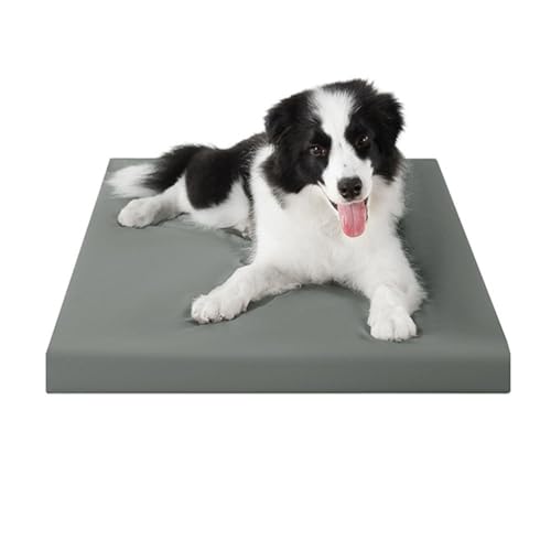 YPDOPORA Orthopädisches Hundebett Für Mittelgroße Hunde, Hundebox-Unterlage Mit Wasserdichtem, Waschbarem Bezug Und Rutschfester Unterseite Für Den Innen- Oder Terrassengebrauch,Grau,L von YPDOPORA