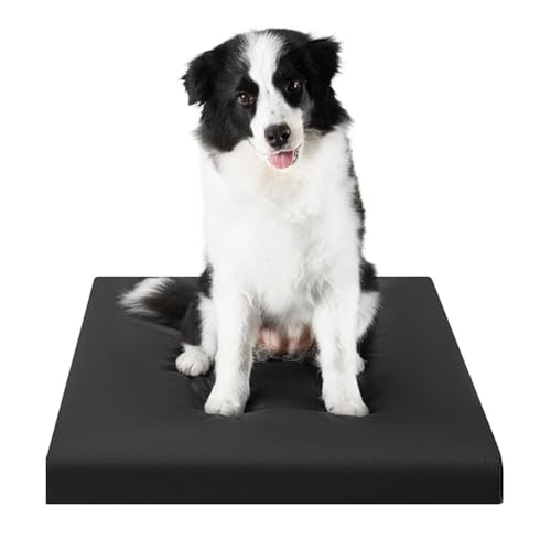 YPDOPORA Orthopädisches Hundebett Für Mittelgroße Hunde, Hundebox-Unterlage Mit Wasserdichtem, Waschbarem Bezug Und Rutschfester Unterseite Für Den Innen- Oder Terrassengebrauch,Schwarz,L von YPDOPORA