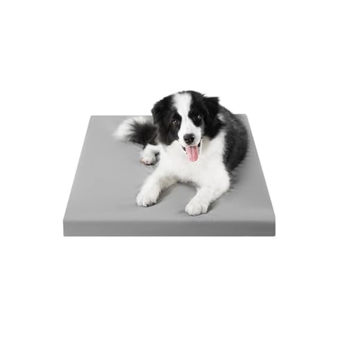 YPDOPORA Orthopädisches Hundebett Für Mittelgroße Hunde, Hundebox-Unterlage Mit Wasserdichtem, Waschbarem Bezug Und Rutschfester Unterseite Für Den Innen- Oder Terrassengebrauch,Silber,S von YPDOPORA