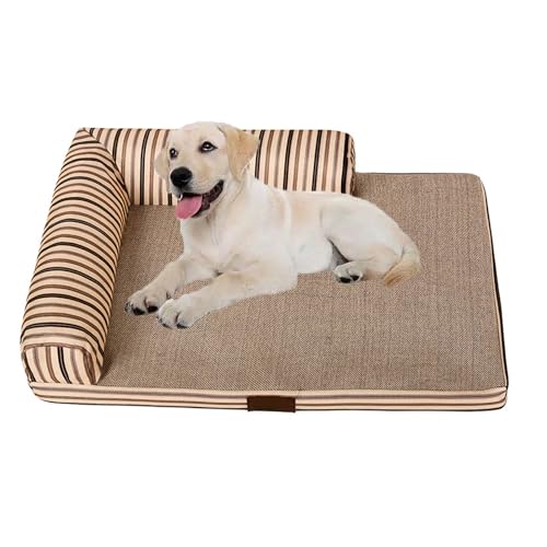 YPDOPORA Orthopädisches Hundebett Für Mittelgroße Hunde, Memory Foam Hundebettsofa, Weiches, Bequemes Haustiersofa Mit Rutschfester Unterseite, Waschbarer, Abnehmbarer Bezug Für Hunde,Beige,S von YPDOPORA