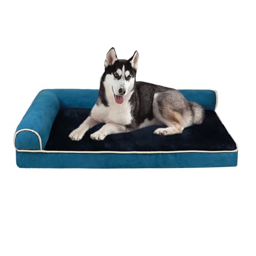 YPDOPORA Orthopädisches Sofa-Hundebett, Äußerst Bequeme Hundebetten Für Große, Mittelgroße Und Kleine Hunde, Atmungsaktives Und Wasserdichtes Haustierbett Mit Wasserdichtem Futter,Blau,2XL von YPDOPORA