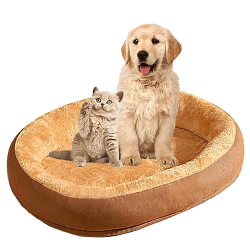 YPDOPORA Ovales Kuschel-Hundebett Für Kleine Und Mittelgroße Hunde, Warmes, Weiches, Bequemes Welpenkissen, Zwingermatte Mit Wasserdichtem, Abnehmbarem Und Waschbarem Bezug,Braun,L YPDOPORA Ovales Kuschel-Hundebett Für Kleine Und Mittelgroße Hunde, Warmes, Weiches, Bequemes Welpenkissen, Zwingermatte Mit Wasserdichtem, Abnehmbarem Und Waschbarem Bezug,Braun,L von YPDOPORA