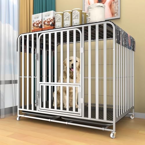 YPDOPORA Robuste, Unzerstörbare Hundebox, Mit Leisen Universalrädern, Ausbruchsicherer Hundekäfig, Mit Abnehmbarem Tablett, Extra Große Box Für Den Innenbereich, Hundebox,D,XL von YPDOPORA