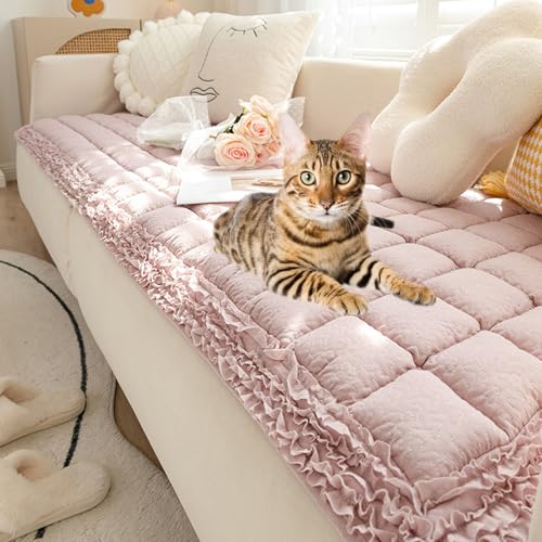 YPDOPORA Sofabezug Aus Dickem, Ultraweichem Baumwoll-Steppsofabezug Mit Tierhaaren, Waschbare, Karierte, Quadratische Haustierbettmatte, rutschfest Für Katzen Und Hunde,Rosa,XS YPDOPORA Sofabezug Aus Dickem, Ultraweichem Baumwoll-Steppsofabezug Mit Tierhaaren, Waschbare, Karierte, Quadratische Haustierbettmatte, rutschfest Für Katzen Und Hunde,Rosa,XS von YPDOPORA