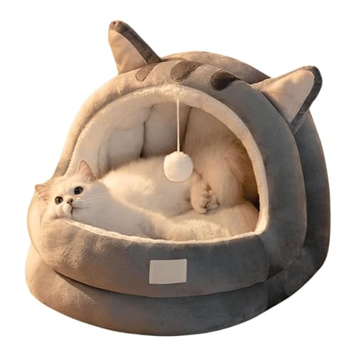 YPDOPORA Süßes Katzenbett, Katzenbett Für Den Innenbereich Mit Abnehmbarem Kissen, Haustier-Plüschzelthaus, Haustierbett Im Cartoon-Ohren-Design Mit Pompom, Superweiches Haustier-Schlafsofa,Grau,L YPDOPORA Süßes Katzenbett, Katzenbett Für Den Innenbereich Mit Abnehmbarem Kissen, Haustier-Plüschzelthaus, Haustierbett Im Cartoon-Ohren-Design Mit Pompom, Superweiches Haustier-Schlafsofa,Grau,L von YPDOPORA
