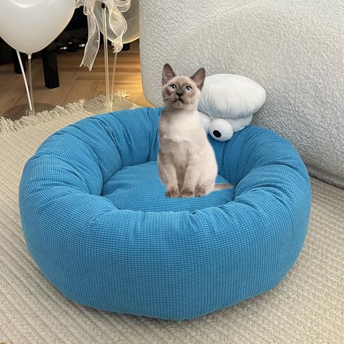 YPDOPORA Süßes Katzenbett – Runde Katzenbetten Für Hauskatzen, Angstlösende Haustierbetten, Waschbares, Herausnehmbares, Gepolstertes Kissen, Süße, Moderne Betten,Blau YPDOPORA Süßes Katzenbett – Runde Katzenbetten Für Hauskatzen, Angstlösende Haustierbetten, Waschbares, Herausnehmbares, Gepolstertes Kissen, Süße, Moderne Betten,Blau von YPDOPORA