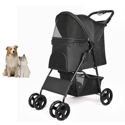 YPDOPORA Upgrade Haustier-Hundewagen, Griff, 360°-Rad, Faltbarer Hundewagen Mit Aufbewahrungskorb Und Getränkehalter Für Kleine, Mittelgroße Hunde Und Katzen,Schwarz YPDOPORA Upgrade Haustier-Hundewagen, Griff, 360°-Rad, Faltbarer Hundewagen Mit Aufbewahrungskorb Und Getränkehalter Für Kleine, Mittelgroße Hunde Und Katzen,Schwarz von YPDOPORA