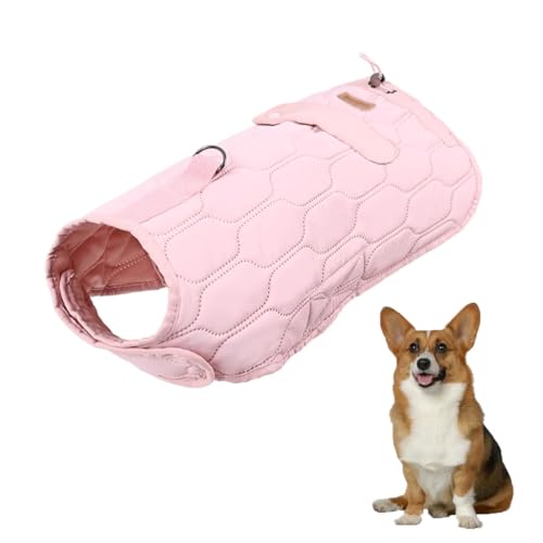 YPDOPORA Warme Pufferjacke Für Hunde, Verdickter, Wasserdichter, Winddichter, Warmer Hundemantel, Verstellbarer Wintermantel Für Hunde Bei Kaltem Wetter Mit D-Ring Für Mittelgroße Hunde,Rosa,M von YPDOPORA