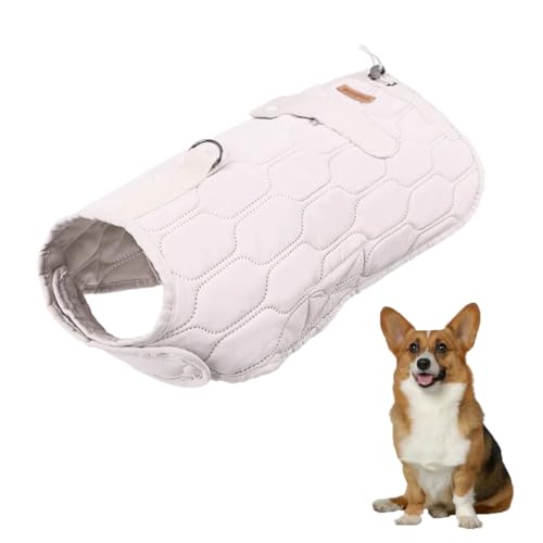 YPDOPORA Warme Pufferjacke Für Hunde, Verdickter, Wasserdichter, Winddichter, Warmer Hundemantel, Verstellbarer Wintermantel Für Hunde Bei Kaltem Wetter Mit D-Ring Für Mittelgroße Hunde,Weiß,XL von YPDOPORA