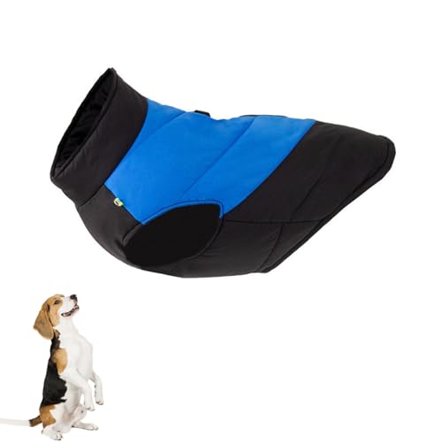 YPDOPORA Warme Wintermäntel Für Hunde, Hundemäntel Für Kleine Hunde, Wasserdicht, Kuschelige Rollkragenjacke Für Haustiere, Mittelgroße Pufferjacke Für Haustiere Mit D-Ring Für Hunde,Blau,L von YPDOPORA