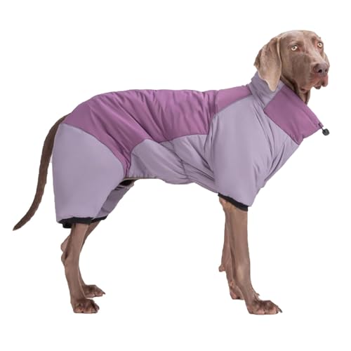YPDOPORA Warmer Wintermantel Für Hunde, wasserdichte Haustiermäntel Für Große Hunde Im Winter, Rollkragenmantel Für Hunde Mit Reißverschluss Und Reflektorstreifen, Pufferjacke Für Hunde,Lila,4XL von YPDOPORA