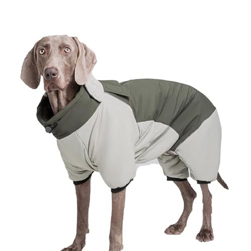 YPDOPORA Warmer Wintermantel Für Hunde, wasserdichte Haustiermäntel Für Große Hunde Im Winter, Rollkragenmantel Für Hunde Mit Reißverschluss Und Reflektorstreifen, Pufferjacke Für Hunde,Grün,3XL von YPDOPORA
