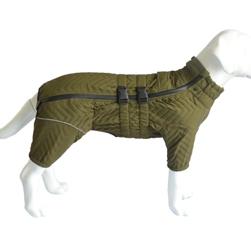 YPDOPORA Warmer Wintermantel Für Kleine Hunde, Kuschelige Rollkragenjacke Für Hunde, Mittelgroß, Winddichter, Wasserdichter, Reflektierender Hundemantel, Pufferjacke Mit Beinen Für Hunde,Grün,2XL von YPDOPORA