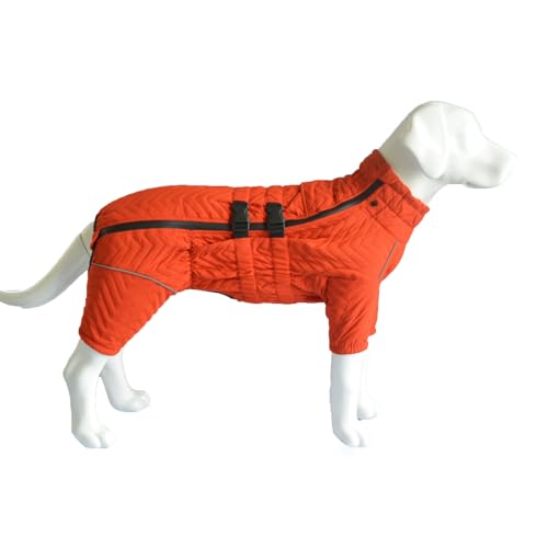 YPDOPORA Warmer Wintermantel Für Kleine Hunde, Kuschelige Rollkragenjacke Für Hunde, Mittelgroß, Winddichter, Wasserdichter, Reflektierender Hundemantel, Pufferjacke Mit Beinen Für Hunde,Orange,2XL von YPDOPORA