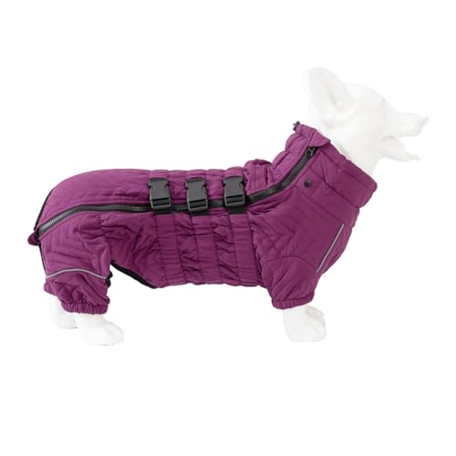 YPDOPORA Warmer Wintermantel Für Kleine Hunde, Kuschelige Rollkragenjacke Für Hunde, Mittelgroß, Winddichter, Wasserdichter, Reflektierender Hundemantel, Pufferjacke Mit Beinen Für Hunde,Lila,5XL von YPDOPORA