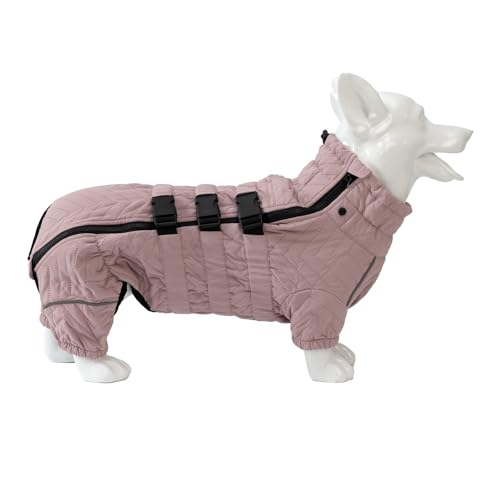 YPDOPORA Warmer Wintermantel Für Kleine Hunde, Kuschelige Rollkragenjacke Für Hunde, Mittelgroß, Winddichter, Wasserdichter, Reflektierender Hundemantel, Pufferjacke Mit Beinen Für Hunde,Rosa,M von YPDOPORA