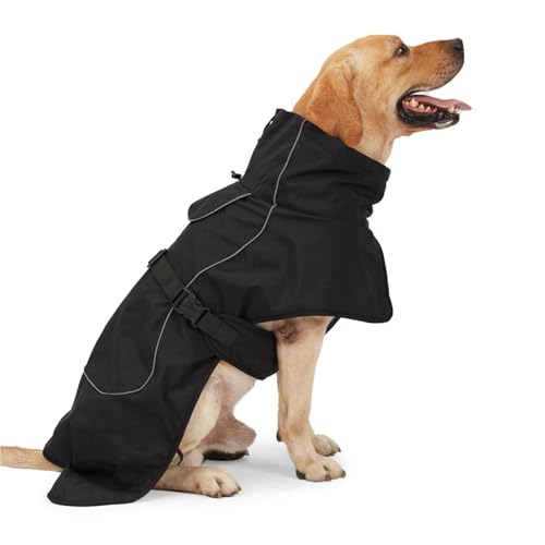 YPDOPORA Weiche Hundejacke Für Den Winter, Reflektierende Hundejacke Mit Fleecefutter, wasserdichte, Winddichte, Verstellbare Rollkragenweste Für Kleine, Mittelgroße Und Große Hunde,Schwarz,S von YPDOPORA