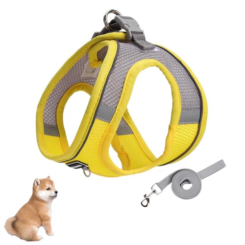 YPDOPORA Weiches Netz-Hundegeschirr Und Leinen-Set, No Escape Easy Walk-Welpengeschirre Für Das Spazierengehen-Training, Reflektierende, Verstellbare Welpenweste Für Hunde, Katzen,Gelb,L YPDOPORA Weiches Netz-Hundegeschirr Und Leinen-Set, No Escape Easy Walk-Welpengeschirre Für Das Spazierengehen-Training, Reflektierende, Verstellbare Welpenweste Für Hunde, Katzen,Gelb,L von YPDOPORA