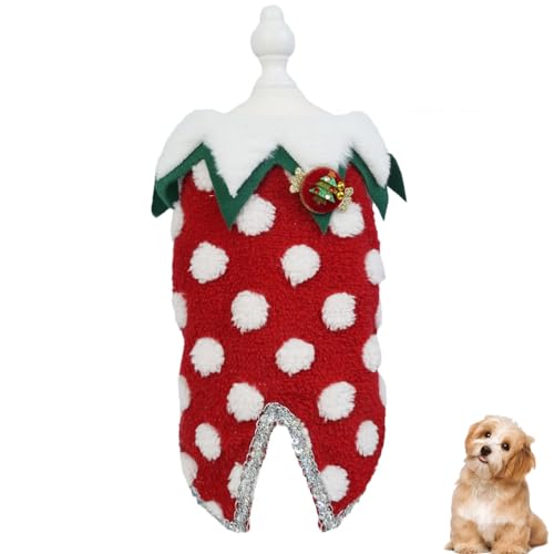 YPDOPORA Welpen-Weihnachtsclown-Anzugweste Roter Hundepulloverkleid Gepunkteter Strickpullover Warmer Haustierpullover,L von YPDOPORA