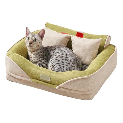 YPDOPORA Winter-Haustiersofa, Warmes, Abnehmbares Und Waschbares Katzenbett Mit 2 Kissen Zum Schlafen, Halbgeschlossene Matratze Für Katzen Und Welpen YPDOPORA Winter-Haustiersofa, Warmes, Abnehmbares Und Waschbares Katzenbett Mit 2 Kissen Zum Schlafen, Halbgeschlossene Matratze Für Katzen Und Welpen von YPDOPORA