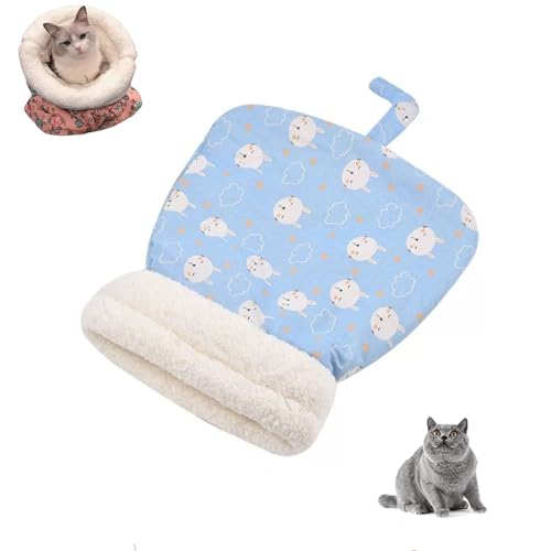 YPDOPORA Winterschlafsack Für Katzen, Winter-Katzenschlafsack Für Hauskatzen, Schlafsack Für Katzen, Haustierschlafsack, Katzenbetthöhle, Weicher Plüsch-Katzensack, Selbstwärmendes Katzenbett,Blau von YPDOPORA