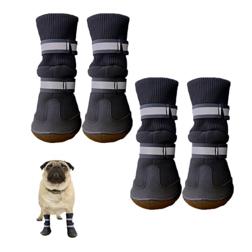 rutschfeste Hunde-Schneestiefel Für Kleine, Mittelgroße Und Große Hunde, Winter-Schnee-Hundestiefel Mit Verstellbaren Riemen, Robuste rutschfeste Sohle, Pfote,Schwarz,M von YPDOPORA