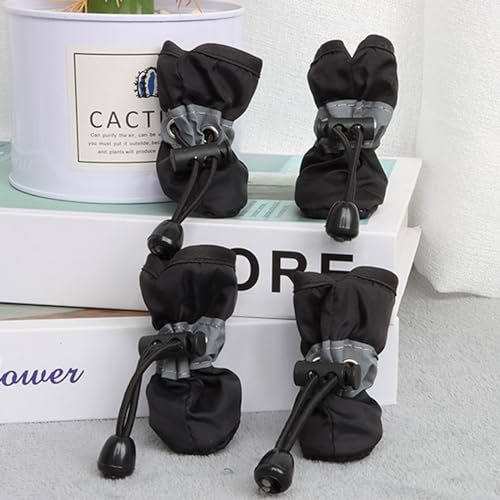 wasserdichte Hundeschuhe Für Kleine, Mittelgroße Hunde Und Katzen, wasserdichte Hundestiefel Mit Verstellbarem Kordelzug, Hunderegenstiefel Mit Reflektierenden Riemen,A,3XL von YPDOPORA