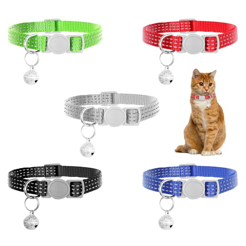 5 Stück Katzenhalsbänder, reflektierend, mit Glöckchen, weich, verstellbar, für kleine, mittelgroße und große Hunde und Katzen 5 Stück Katzenhalsbänder, reflektierend, mit Glöckchen, weich, verstellbar, für kleine, mittelgroße und große Hunde und Katzen von YQQYG