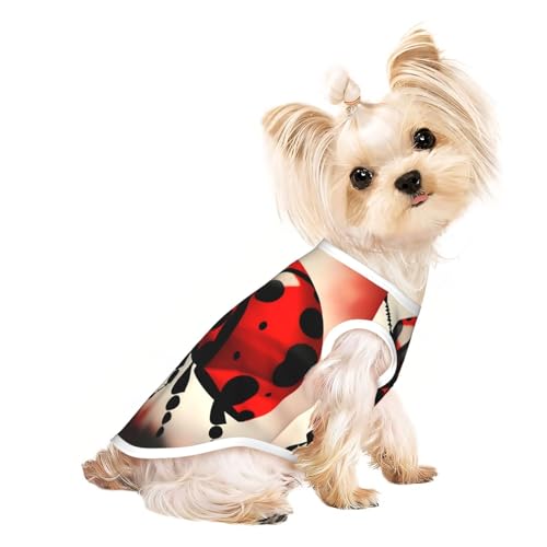 Art Marienkäfer-Aufdruck, leicht, Sommer, kühl, atmungsaktiv, Hunde-T-Shirt, ärmellos, dehnbare Kleidung von YQxwJL