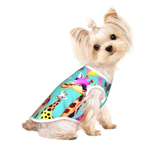 Buntes Giraffen-Fans-Hunde-Shirt, leicht, Sommer, kühl, atmungsaktiv, ärmellos, dehnbare Kleidung Buntes Giraffen-Fans-Hunde-Shirt, leicht, Sommer, kühl, atmungsaktiv, ärmellos, dehnbare Kleidung von YQxwJL