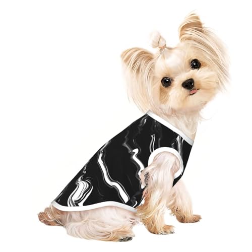 Hunde-Shirt, schwarz, weiß, Marmor-Druck, leicht, Sommer, kühl, atmungsaktiv, ärmellos, dehnbare Kleidung Hunde-Shirt, schwarz, weiß, Marmor-Druck, leicht, Sommer, kühl, atmungsaktiv, ärmellos, dehnbare Kleidung von YQxwJL