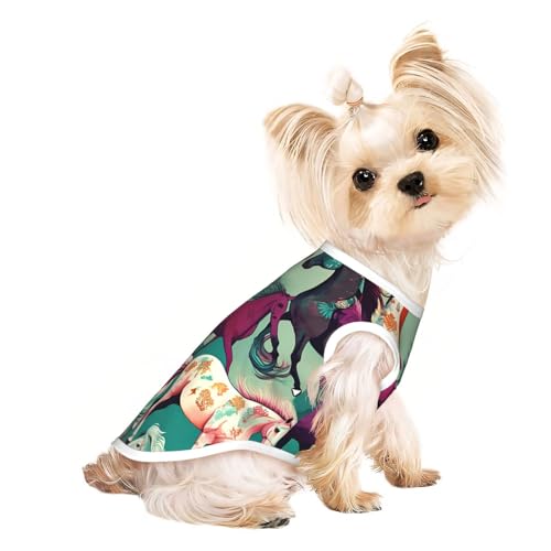 Hunde-Shirt, verschiedene Arten von Pferden, leicht, Sommer, kühl, atmungsaktiv, ärmellos, dehnbare Kleidung von YQxwJL