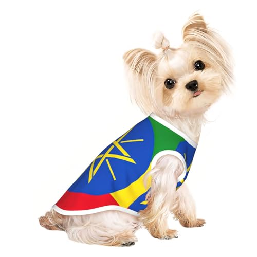 Hunde-T-Shirt, Motiv: Flagge von Äthiopien, leicht, Sommer, kühl, atmungsaktiv, ärmellos, dehnbare Kleidung Hunde-T-Shirt, Motiv: Flagge von Äthiopien, leicht, Sommer, kühl, atmungsaktiv, ärmellos, dehnbare Kleidung von YQxwJL