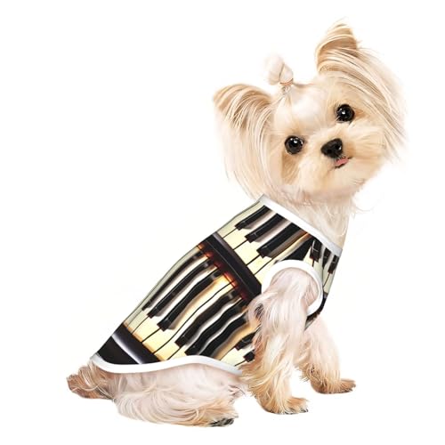 Hunde-T-Shirt, Motiv: Klaviertasten mit Musiknoten, leicht, kühl, atmungsaktiv, ärmellos, dehnbare Kleidung Hunde-T-Shirt, Motiv: Klaviertasten mit Musiknoten, leicht, kühl, atmungsaktiv, ärmellos, dehnbare Kleidung von YQxwJL