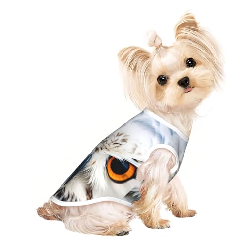 Hunde-T-Shirt, Motiv: Schnee-Eulen-Augen, leicht, Sommer, kühl, atmungsaktiv, ärmellos, dehnbare Kleidung von YQxwJL