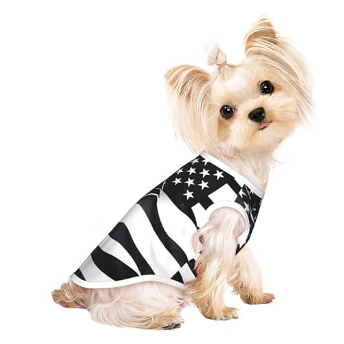 Hunde-T-Shirt, Motiv: amerikanische Flagge, leicht, kühl, atmungsaktiv, ärmellos, dehnbar, Schwarz und Weiß Hunde-T-Shirt, Motiv: amerikanische Flagge, leicht, kühl, atmungsaktiv, ärmellos, dehnbar, Schwarz und Weiß von YQxwJL