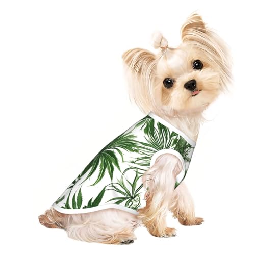 Hunde-T-Shirt, Motiv: blühende Kräuter und Kräuterpflanzen, leicht, Sommer, kühl, atmungsaktiv, ärmellos, dehnbare Kleidung von YQxwJL