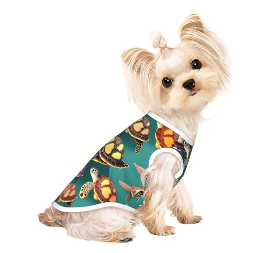 Hunde-T-Shirt, Motiv: viele Tiere, Meeresschildkröten, leicht, Sommer, kühl, atmungsaktiv, ärmellos, dehnbare Kleidung Hunde-T-Shirt, Motiv: viele Tiere, Meeresschildkröten, leicht, Sommer, kühl, atmungsaktiv, ärmellos, dehnbare Kleidung von YQxwJL