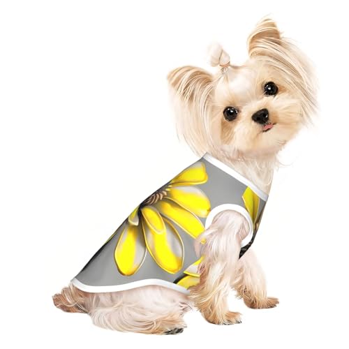 Hunde-T-Shirt, leicht, kühl, atmungsaktiv, ärmellos, dehnbar, Gelb / Grau Hunde-T-Shirt, leicht, kühl, atmungsaktiv, ärmellos, dehnbar, Gelb / Grau von YQxwJL
