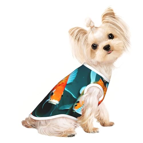 Hunde-T-Shirt, leicht, mit Koi-Fisch-Druck, Sommer, kühl, atmungsaktiv, ärmellos, dehnbare Kleidung Hunde-T-Shirt, leicht, mit Koi-Fisch-Druck, Sommer, kühl, atmungsaktiv, ärmellos, dehnbare Kleidung von YQxwJL