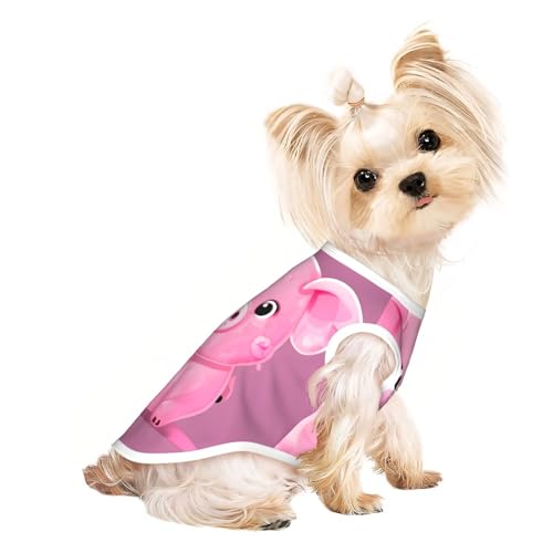 Hunde-T-Shirt, niedliches Schweine-Motiv, leicht, Sommer, kühl, atmungsaktiv, ärmellos, dehnbar, Rosa von YQxwJL