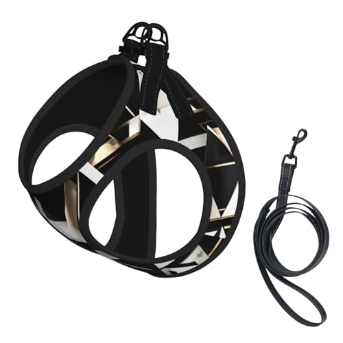 Hundegeschirr und Leine, modernes Design, weiches Netzgewebe, bequem, gepolstert, kein Ziehen, Schwarz / Weiß / Gold Hundegeschirr und Leine, modernes Design, weiches Netzgewebe, bequem, gepolstert, kein Ziehen, Schwarz / Weiß / Gold von YQxwJL