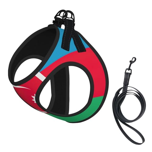 Hundegeschirr und Leine, weiches Netzgewebe, Motiv: Flagge von Aserbaidschan, bequem, gepolstert, kein Ziehen Hundegeschirr und Leine, weiches Netzgewebe, Motiv: Flagge von Aserbaidschan, bequem, gepolstert, kein Ziehen von YQxwJL