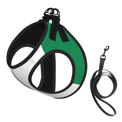 Hundegeschirr und Leine, weiches Netzgewebe, Motiv: Flagge von Nigeria, bequem, gepolstert, kein Ziehen Hundegeschirr und Leine, weiches Netzgewebe, Motiv: Flagge von Nigeria, bequem, gepolstert, kein Ziehen von YQxwJL