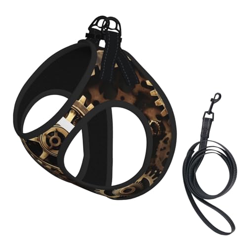 Hundegeschirr und Leine, weiches Netzgewebe, Steampunk-Design, bequem, gepolstert, kein Ziehen Hundegeschirr und Leine, weiches Netzgewebe, Steampunk-Design, bequem, gepolstert, kein Ziehen von YQxwJL